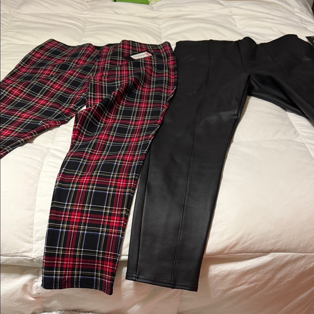 Plaid and Black Pants Set
